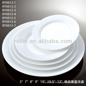 Plato plano redondo de porcelana blanca especial durable durable